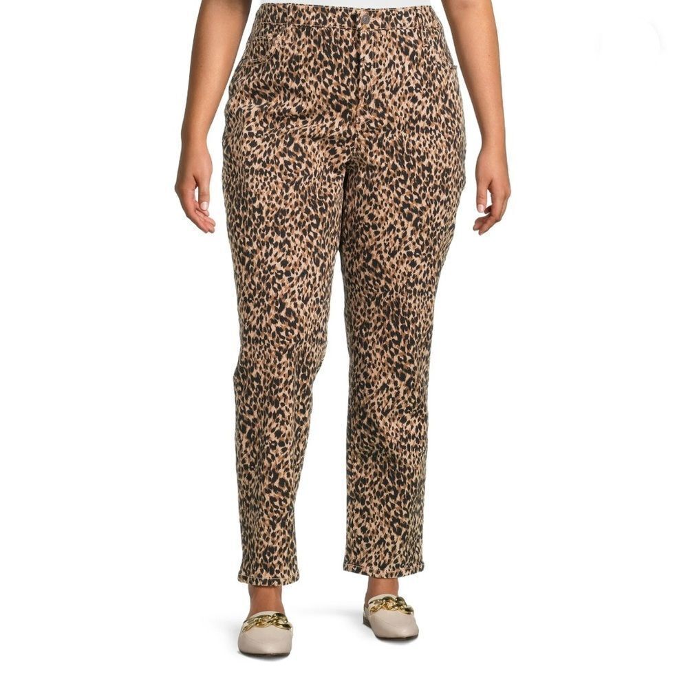 Women's Plus Core Denim Straight Leg Jeans Pants Leopard Print Size 14W - Picture 6 of 9